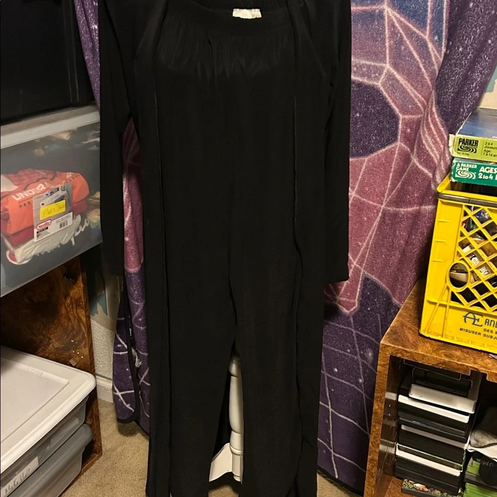 HP🎊🎊Elegant Black Button-Down Duster and Pant set - Picture 4 of 8